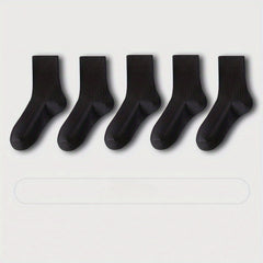 5 Pairs Men's Comfy Crew Socks Breathable Casual Outdoor Unisex Socks