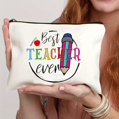 Teacher Love Inspire Print Cosmetic Bag Makeup Pouch