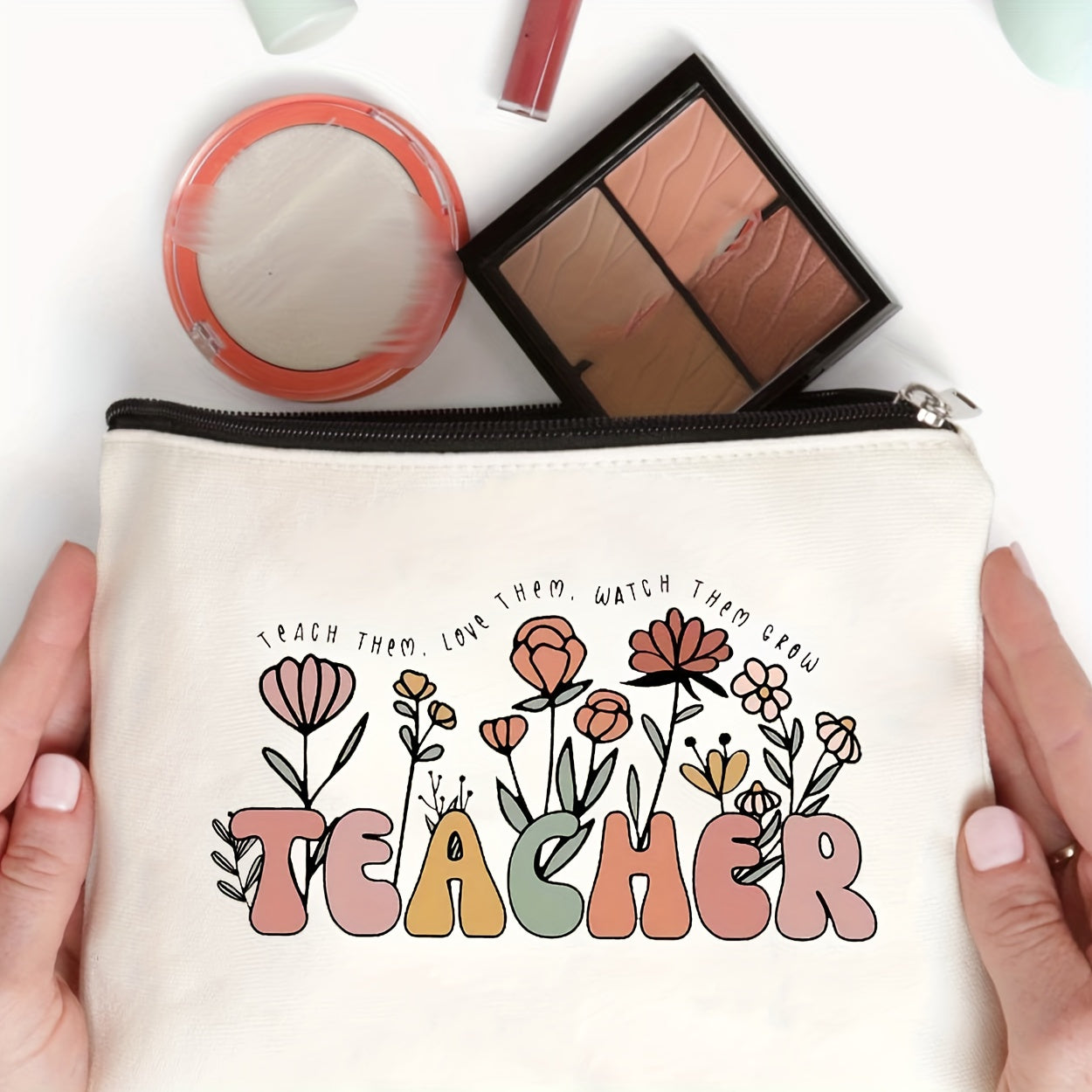 Teacher Cartoon Makeup Bag Organizer