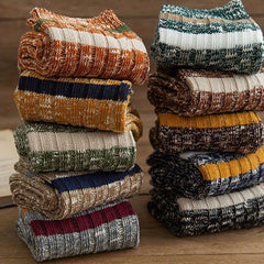 10 Pairs Men's Retro Striped Crew Socks Comfy Casual Unisex Outdoor Socks