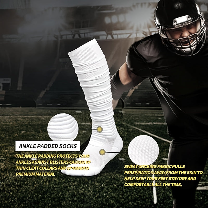 Men's Over Knee High Sport Socks Cotton Blend Breathable for Basketball Football