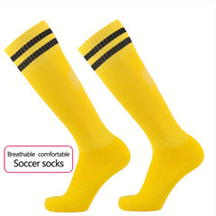 Teen's Striped Sport Socks: Comfy, Breathable, for Activities
