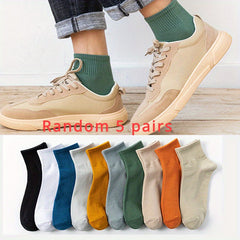 5 Pairs Men's Crew Socks Breathable Casual Unisex Socks