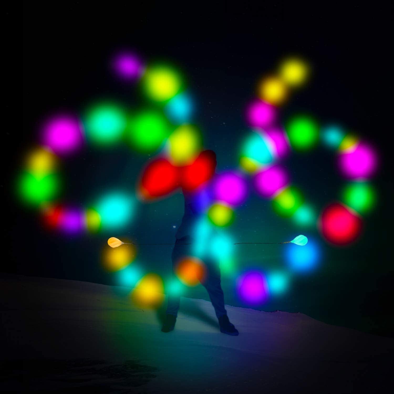 2pcs LED Swing Balls Changing Lights Juggling Toy Fitness Novelty Fun