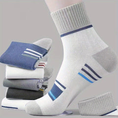 Breathable Comfy Men's Block Crew Socks for Outdoor All Seasons