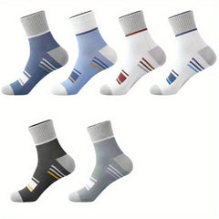 Breathable Comfy Men's Block Crew Socks for Outdoor All Seasons