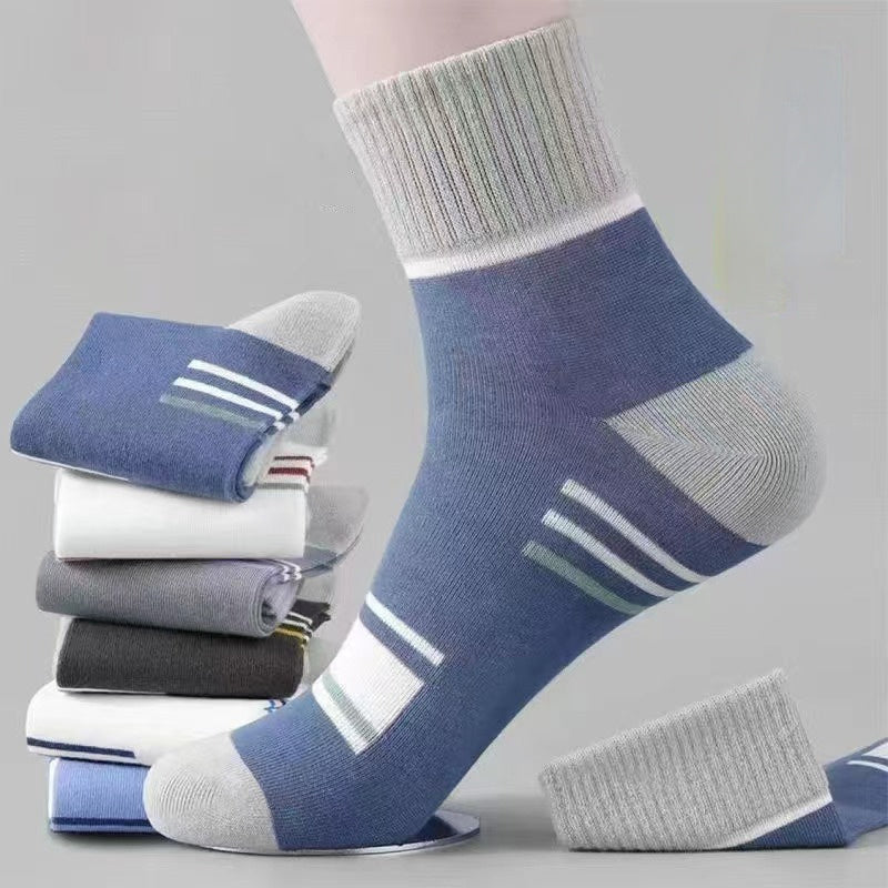 Breathable Comfy Men's Block Crew Socks for Outdoor All Seasons