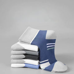 Breathable Comfy Men's Block Crew Socks for Outdoor All Seasons