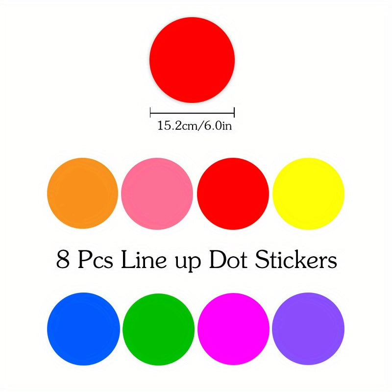 8pcs Round Waterproof PVC Self-adhesive School Floor Spacing Stickers