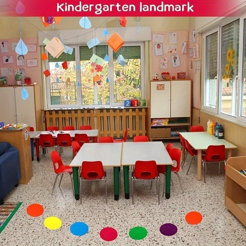 8pcs Round Waterproof PVC Self-adhesive School Floor Spacing Stickers