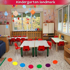 8pcs Round Waterproof PVC Self-adhesive School Floor Spacing Stickers