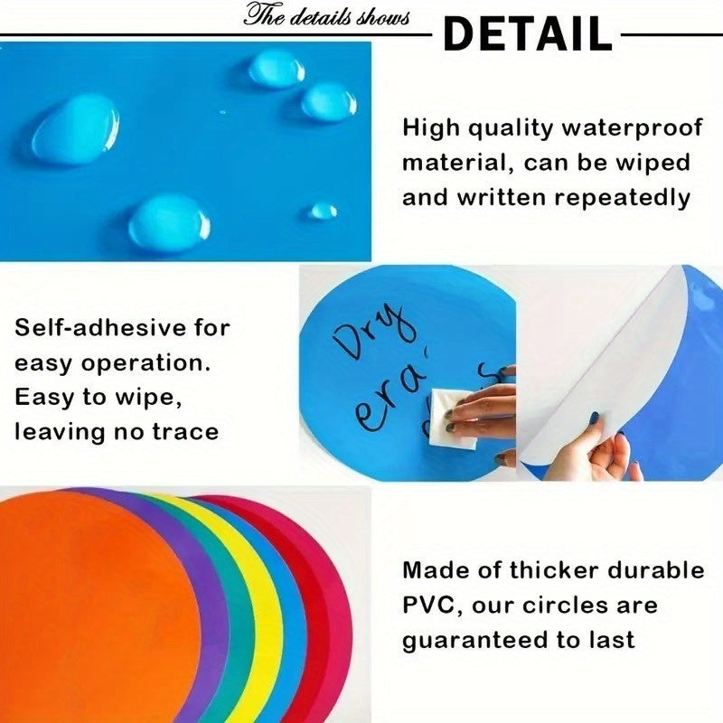 8pcs Round Waterproof PVC Self-adhesive School Floor Spacing Stickers