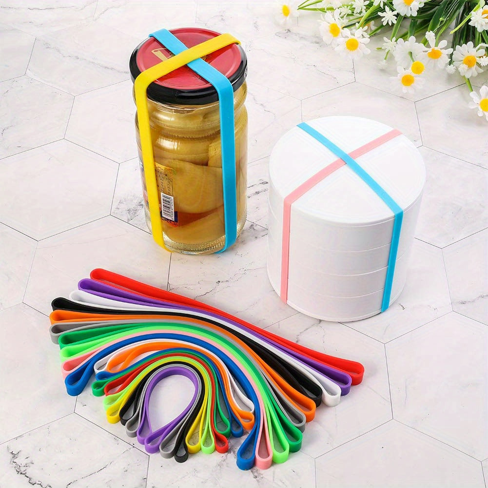10 Large Silicone Rubber Bands Elastic Wrapping Bands for Home Office School