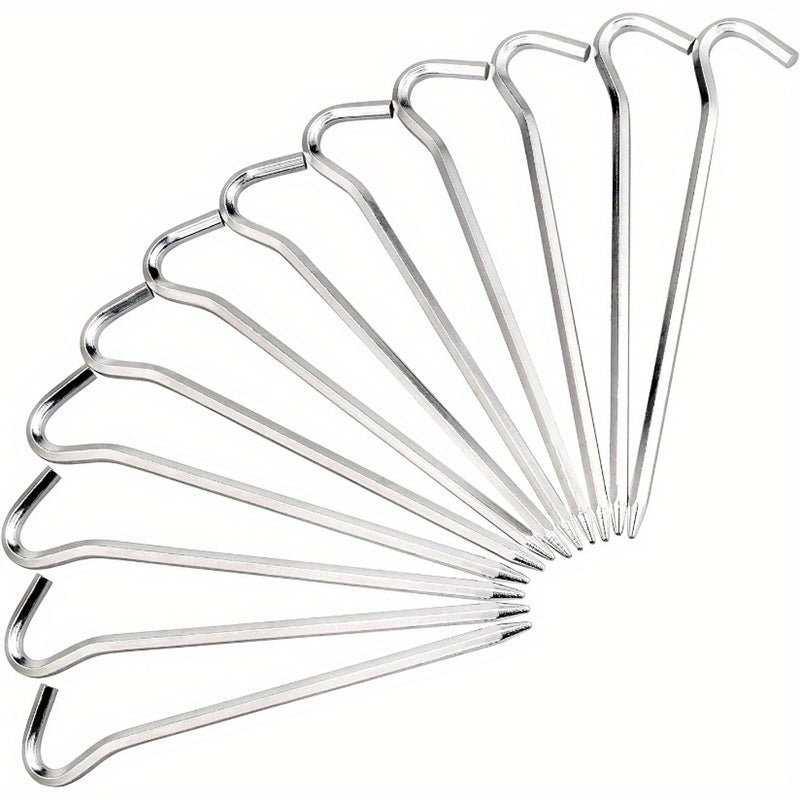 12pcs Camping Tent Stake Metal Ground Nail Garden Stake with Hook