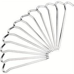 12pcs Camping Tent Stake Metal Ground Nail Garden Stake with Hook