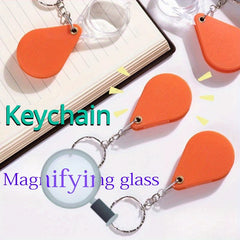 2pcs Mini Folding Magnifying Glass Keychain Portable HD Reading Mirror