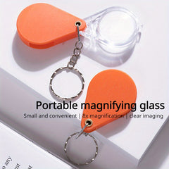 2pcs Mini Folding Magnifying Glass Keychain Portable HD Reading Mirror
