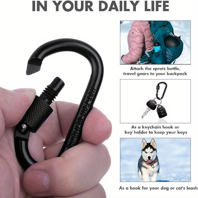 4pcs Carabiner Clip & Locking D Ring Keychain Set for Outdoor Activities