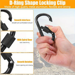 4pcs Carabiner Clip & Locking D Ring Keychain Set for Outdoor Activities