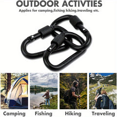 4pcs Carabiner Clip & Locking D Ring Keychain Set for Outdoor Activities