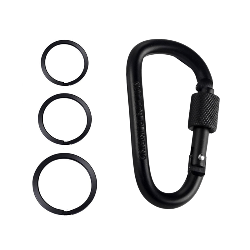 4pcs Carabiner Clip & Locking D Ring Keychain Set for Outdoor Activities
