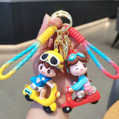 Cartoon Couple Keychain Pendant for Car Keys Backpacks Wallets
