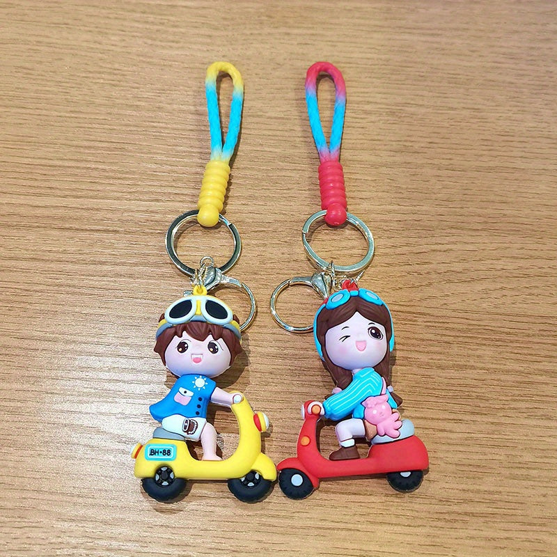 Cartoon Couple Keychain Pendant for Car Keys Backpacks Wallets