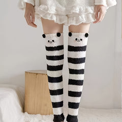 Cute Cartoon Animal Fuzzy Over The Knee Socks Women's Stockings