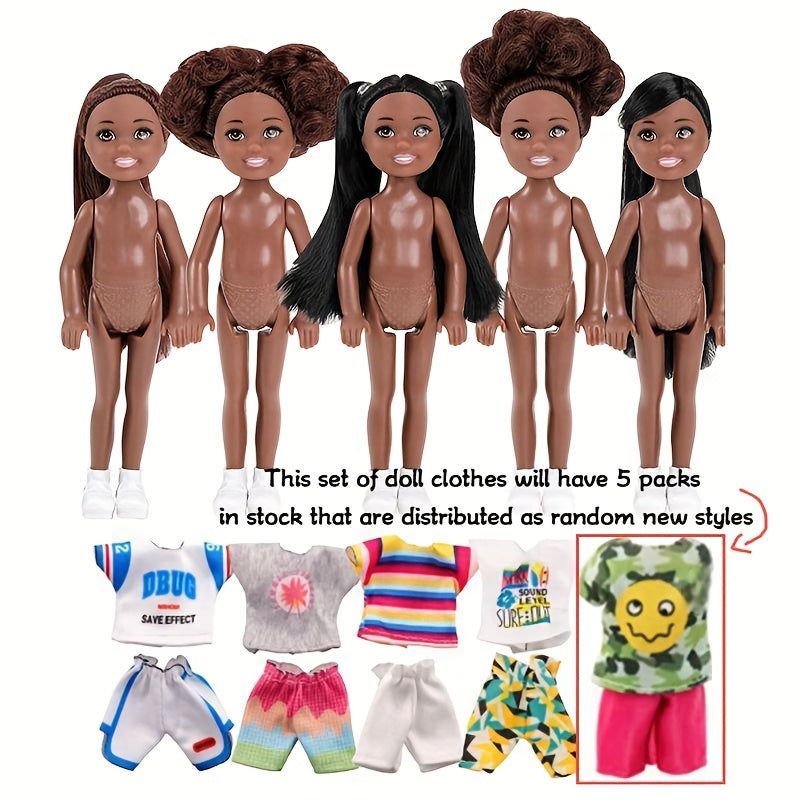 2pcs 5pcs African Doll Dark Skin Doll 11.5 inch Ethnic Clothing Doll