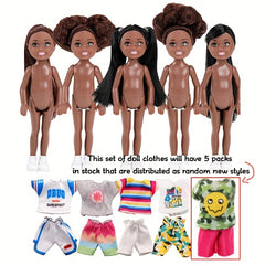 2pcs 5pcs African Doll Dark Skin Doll 11.5 inch Ethnic Clothing Doll