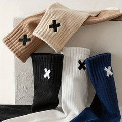 5 Pairs Men's Solid Crew Socks Breathable Comfortable Casual Unisex Socks
