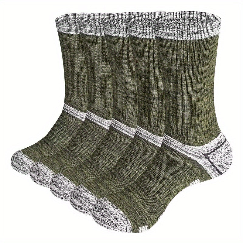 Men's 5 Pairs Mid Crew Sport Socks Cotton Blend Comfy Breathable Socks