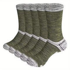 Men's 5 Pairs Mid Crew Sport Socks Cotton Blend Comfy Breathable Socks