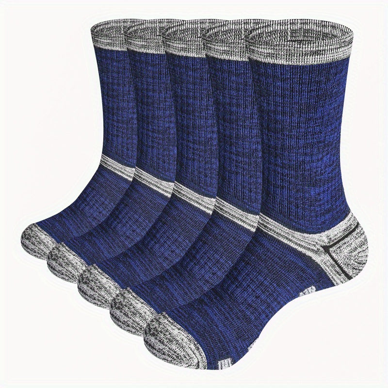 Men's 5 Pairs Mid Crew Sport Socks Cotton Blend Comfy Breathable Socks