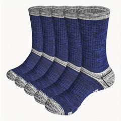 Men's 5 Pairs Mid Crew Sport Socks Cotton Blend Comfy Breathable Socks