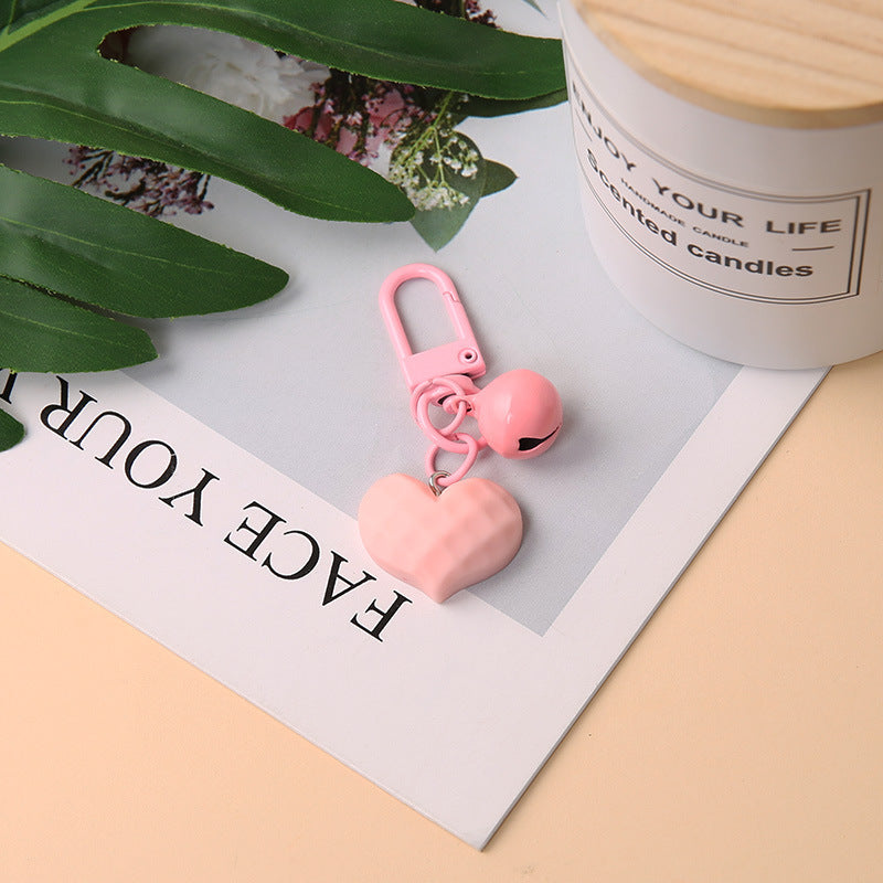6pcs Heart & Bell Pendant Keychain for Keys Backpacks Wallets