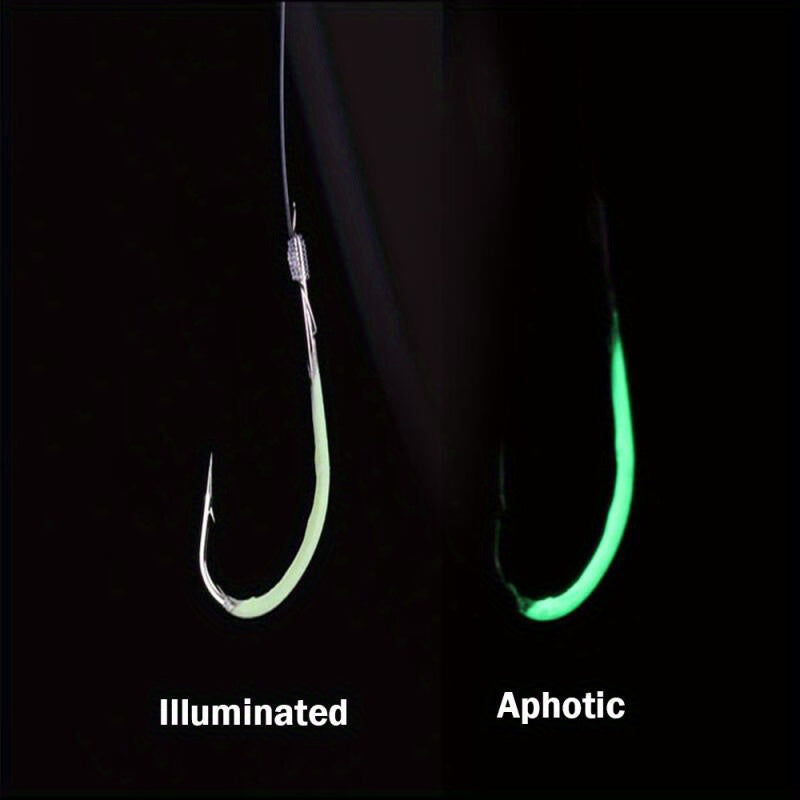 Night Fishing Hooks Glow In Dark String Hooks Luminous Crank Shank Fishhook