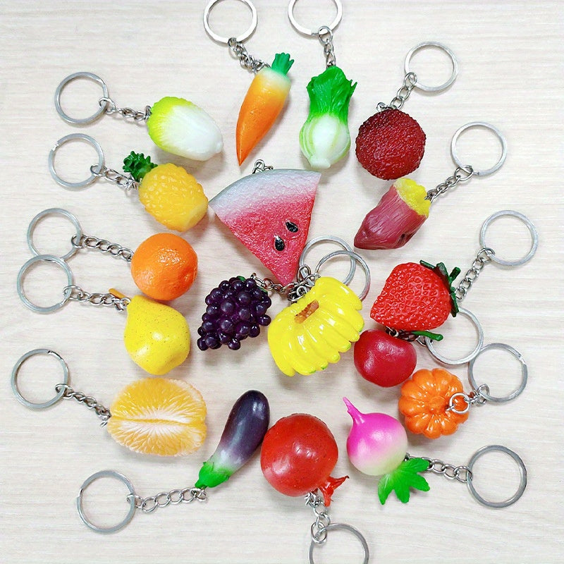 Simulated Fruit And Vegetable Keychain Pendant For Boys And Girls