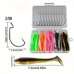 35pc Soft Lure Crank Hooks Set Bionic Swimbait Fishing Tackle 7 3 3g Fishy Smell