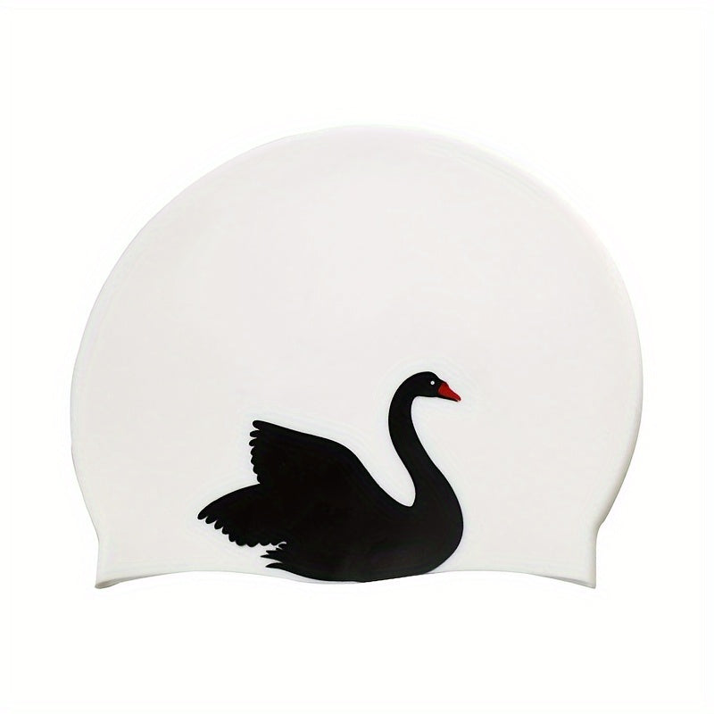 Cartoon Print Silicone Swimming Cap Soft Elastic Cap Men Women