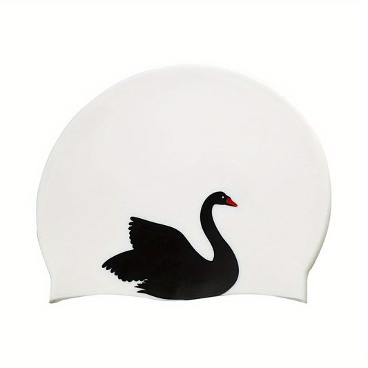 Cartoon Print Silicone Swimming Cap Soft Elastic Cap Men Women