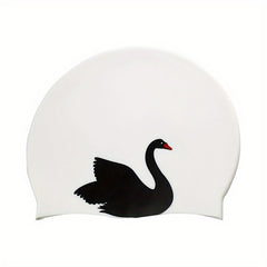 Cartoon Print Silicone Swimming Cap Soft Elastic Cap Men Women