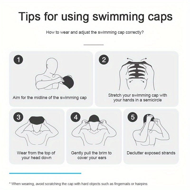 Cartoon Print Silicone Swimming Cap Soft Elastic Cap Men Women