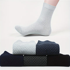5 Pairs Men's Solid Crew Socks Breathable Comfy Casual Unisex Socks