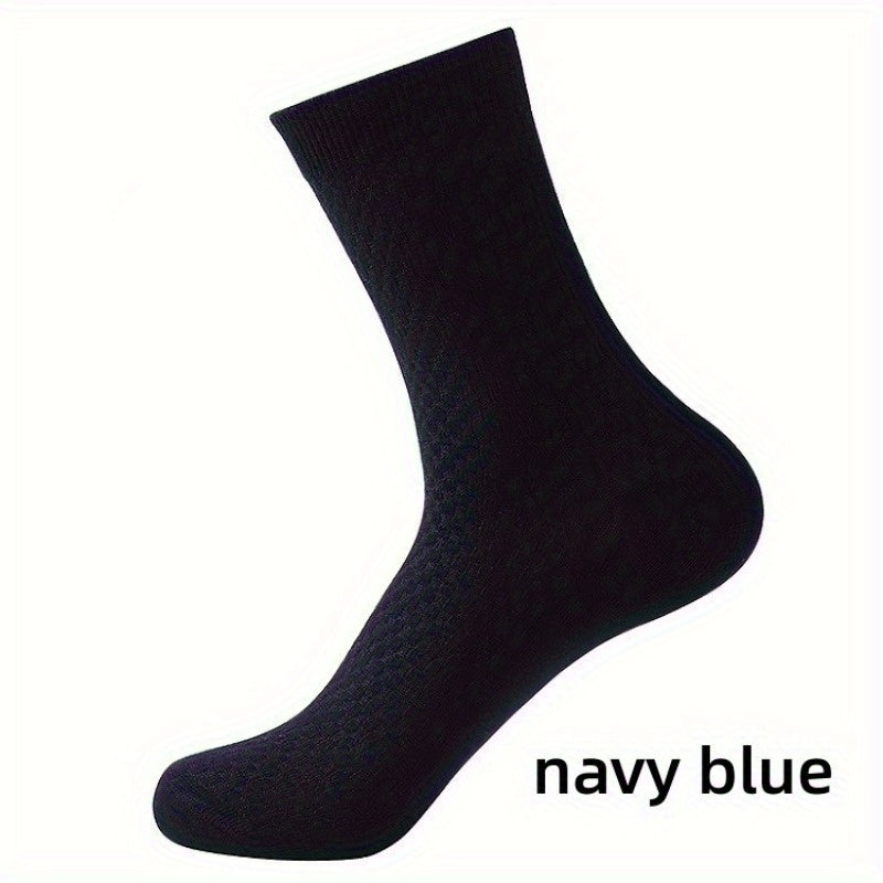 5 Pairs Men's Solid Crew Socks Breathable Comfy Casual Unisex Socks