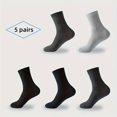 Men's Solid Crew Socks Breathable Casual Unisex Socks for Outdoor All Seasons