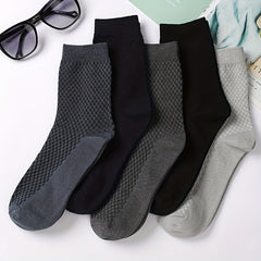Men's Solid Crew Socks Breathable Casual Unisex Socks for Outdoor All Seasons