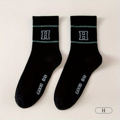 3 Pairs Men's Striped Crew Socks Breathable Comfy Casual Unisex Socks