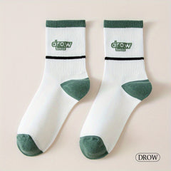 3 Pairs Men's Striped Crew Socks Breathable Comfy Casual Unisex Socks