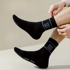 3 Pairs Men's Striped Crew Socks Breathable Comfy Casual Unisex Socks